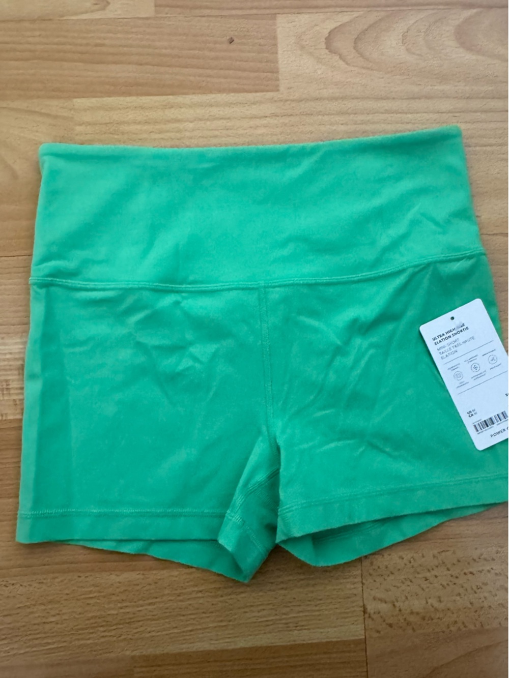 Athleta Elation Green High-Waist Athletic Shorts